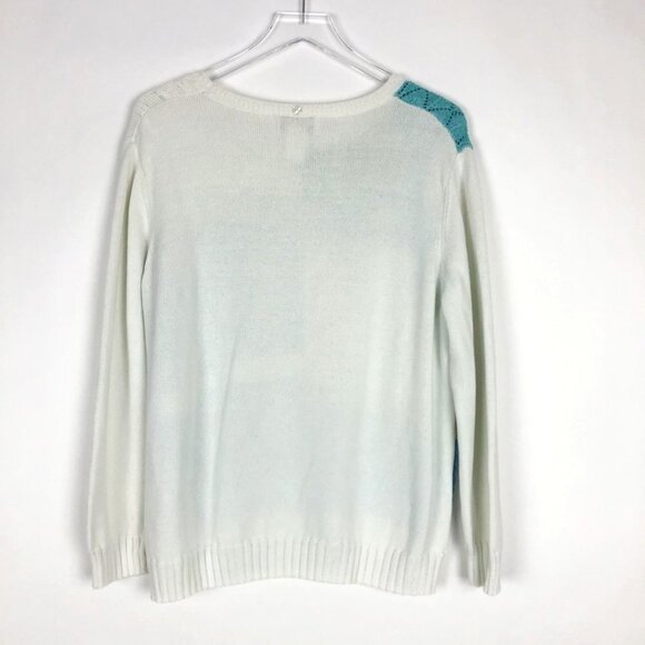 Alfred Dunner Color-Blocked Mixed Stitch Grannycore Knit Crewneck Sweater - Picture 11 of 12